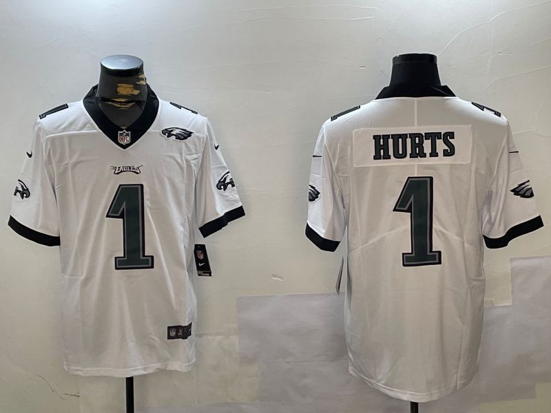 Men Philadelphia Eagles #1 Hurts White Second generation 2024 Nike Limited NFL Jersey style 2